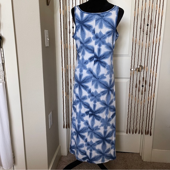 Chaps Maxi Dress Womens Blue & White Sleeveless Size Large - Picture 3 of 11